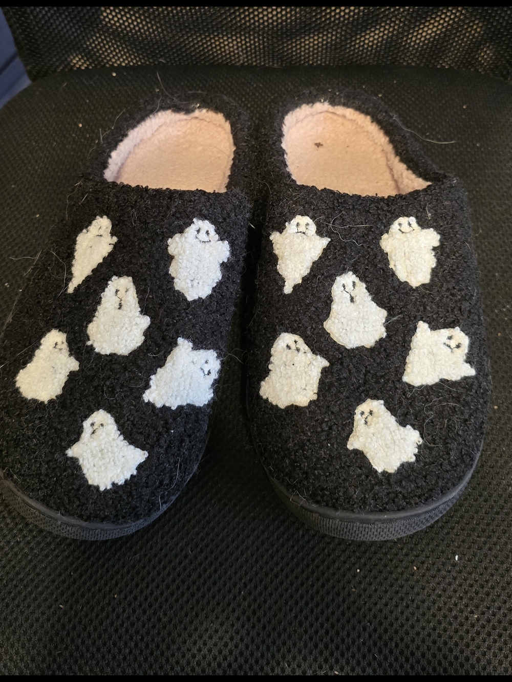 Black Ghost Pattern Cozy Slip-On Slippers